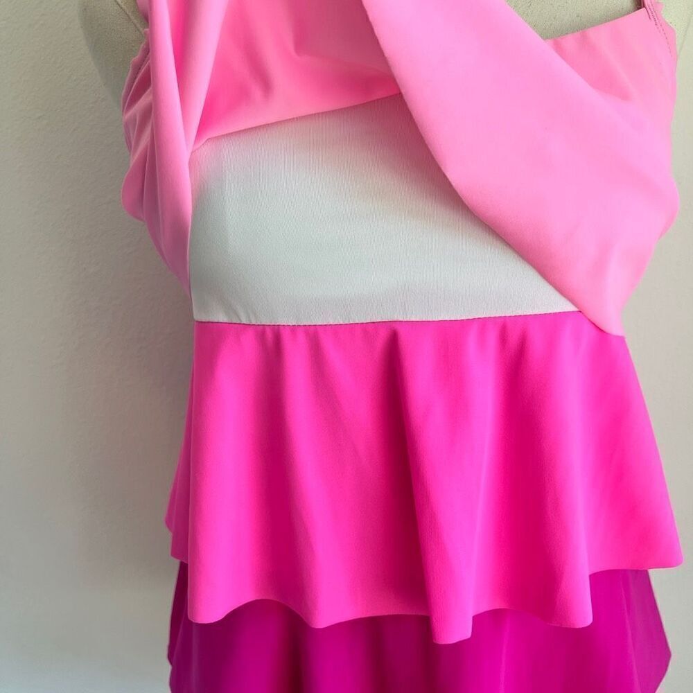 Kim Rogers Ruffled Tankini Top Pink Shades Size  Medium New With Tags - Picture 5 of 14
